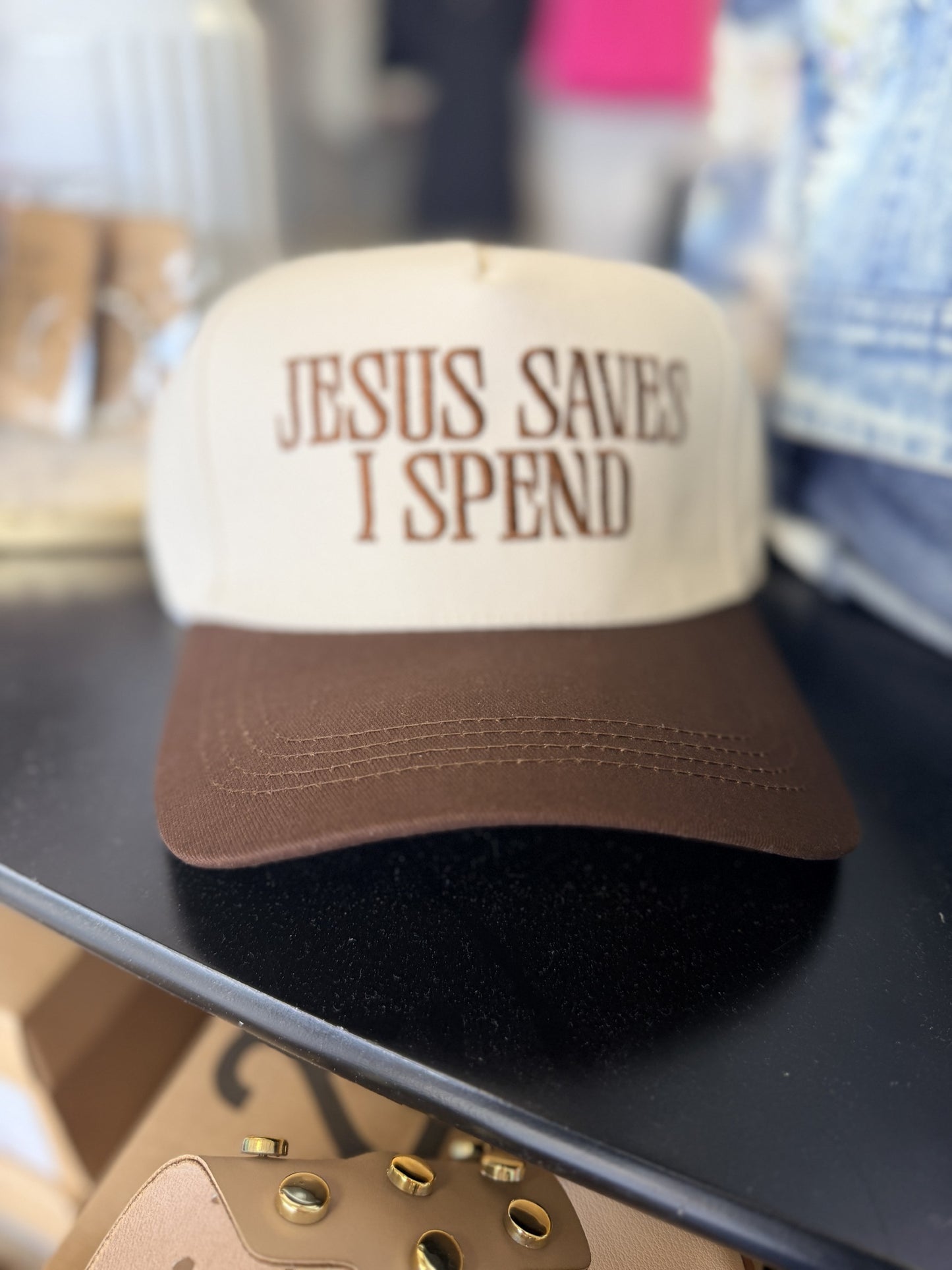 Jesus Saves I Spend Hat