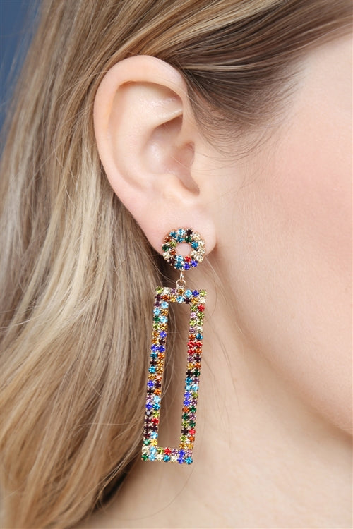 Multi Color Rectangle Drop Earrings